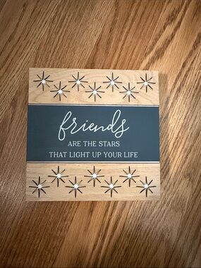 Friends Are The Stars Wood Accent Sign - Navy and Natural Wood